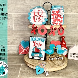 Loads Of Love Valentines Gelaagde Tray File SVG, Tier Tray Glowforge, LuckyHeartDesignsCo