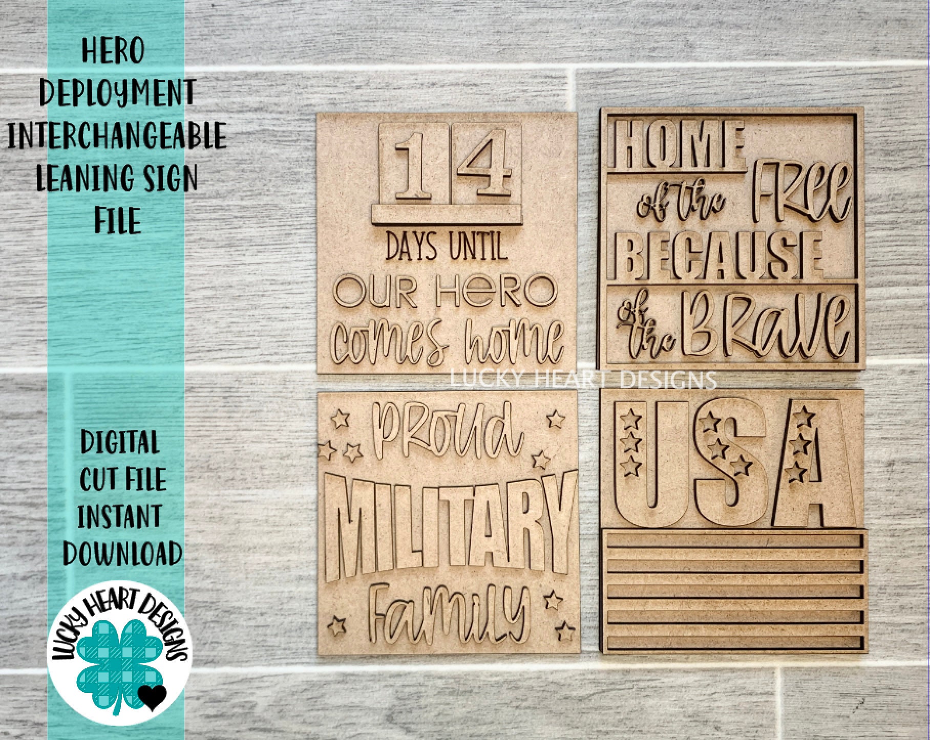 Hero Military Interchangeable Leaning Sign File SVG, Tiered Tray Glow…