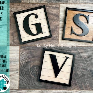 Shiplap Letter Tiles File SVG, Scrabble, Glowforge Laser, LuckyHeartDesignsCo