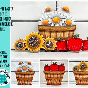 TINY Apple Basket for the Flower Basket Interchangeable File SVG, Holiday, Daisy, Sunflower Tiered Tray, Glowforge, LuckyHeartDesignsCo