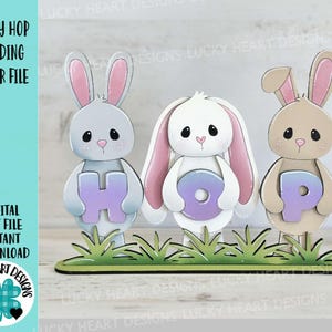 Lapin de Pâques debout, fichier SVG, Glowforge, oeuf, carotte, ringard, chasse aux oeufs, printemps, LuckyHeartDesignsCo