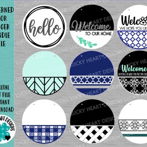 Patterned Door Hanger Bundle File SVG, Glowforge Sign, LuckyHeartDesignsCo