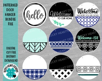 Patterned Door Hanger Bundle File SVG, Glowforge Sign, LuckyHeartDesignsCo