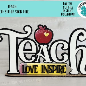 Shelf Sitter staand tekenbestand leren SVG, Glowforge, Shelf Sitter, School, Teacher, Classroom, LuckyHeartDesignsCo