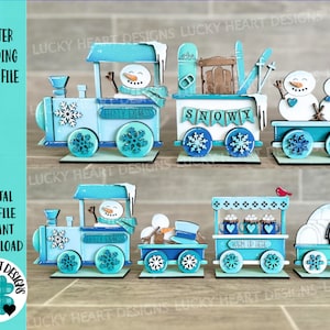Archivo de tren de pie de invierno SVG, Glowforge, LuckyHeartDesignsCo