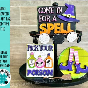 Witch Halloween Quick and Easy Tiered Tray File SVG, Glowforge Tier Tray, LuckyHeartDesignsCO