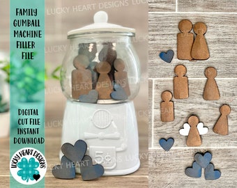 Family Gumball Machine Filler File SVG, Glowforge Tiered Tray, LuckyHeartDesignsCo