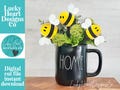 Bee Mug Stick File SVG, Glowforge Tiered Tray, Tray Decor, Bumble, Honey, Floral, Plant Topper, Spring, Stake, Gift, LuckyHeartDesignsCo