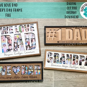 We Love Dad Father&#39;s Day Frame File SVG, Grandpa, Glowforge, LuckyHeartDesignsCo