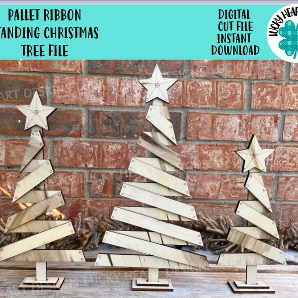 Pallet Ribbon Standing Christmas Tree File SVG, Glowforge Farmhouse, LuckyHeartDesigns