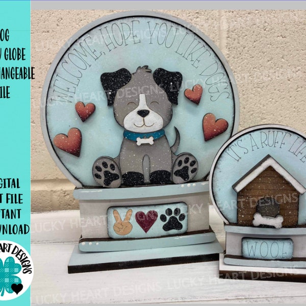 Dog Snow Globe Interchangeable File SVG, TINY Glowforge, Pet, Puppy, Tiered Tray LuckyHeartDesignsCo