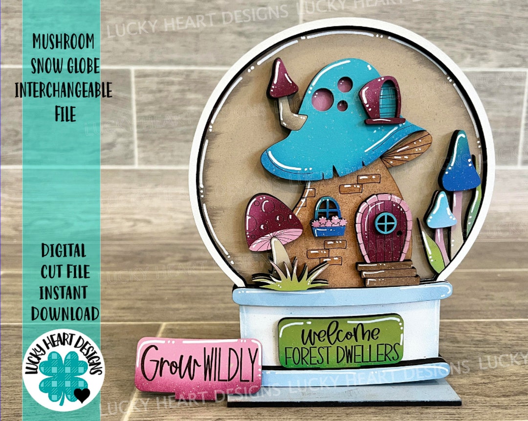 Mushroom Snow Globe Interchangeable File SVG, Fairy, Gnome