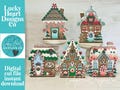 Gingerbread Candy Standing Houses File SVG, Christmas Glowforge, Christmas, Santa Village, Man, Candy Cane, LuckyHeartDesignsCO