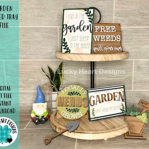 Garden Tiered Tray File SVG, glowforge laser tier lade, LuckyHeartDesignsCo