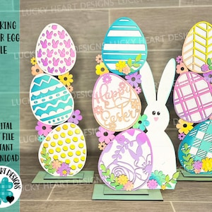Apilamiento de huevos de Pascua Archivo SVG, Glowforge, LuckyHeartDesignsCo