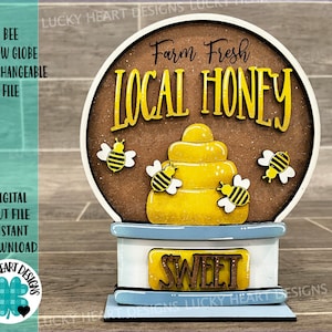 Bee Snow Globe Interchangeable File SVG, Glowforge, Summer Beach Tiered Tray LuckyHeartDesignsCo
