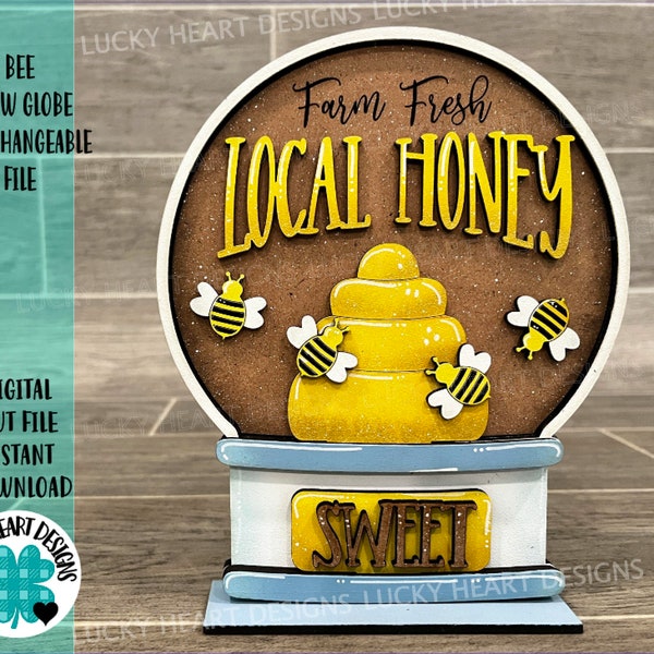 Bee Snow Globe Interchangeable File SVG, Glowforge, Summer Beach Tiered Tray LuckyHeartDesignsCo