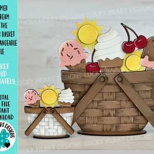 Divertimento estivo per il gelato per il cesto di fiori File intercambiabile SVG, TINY Sun, Vacanza, Estate, Vassoio a più livelli, Glowforge, LuckyHeartDesignsCo