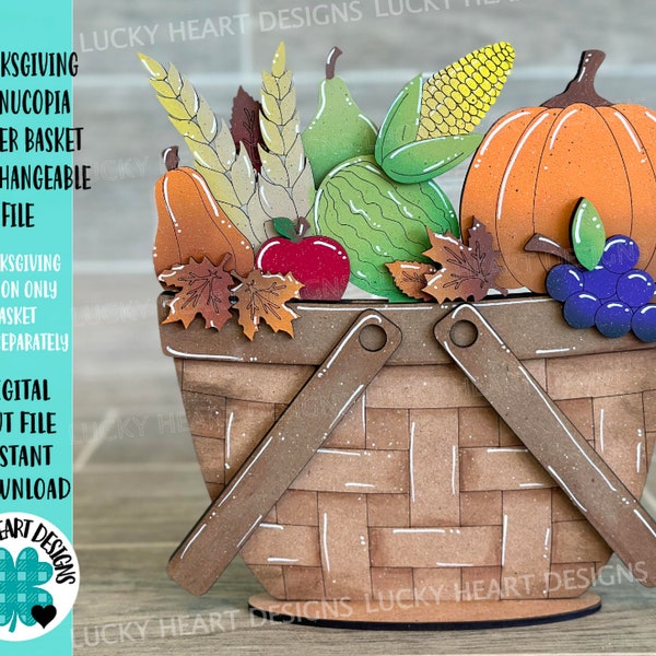 Thanksgiving Cornucopia For The Flower Basket Interchangeable File SVG, Fall Tiered Tray, Glowforge, LuckyHeartDesignsCo