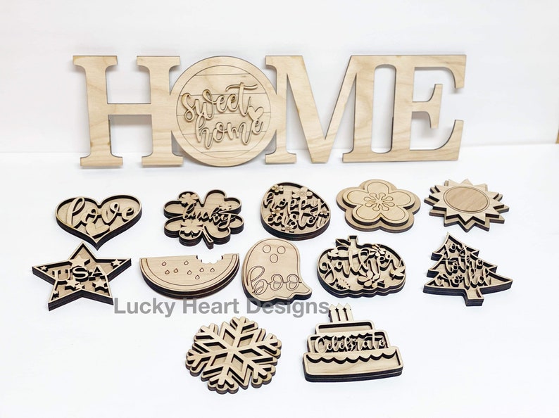 Interchangeable Home Sweet Home Standing File SVG, Glowforge Sign 