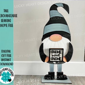 Tall Interchangeable Porch Leaning Sign Gnome File SVG, Glowforge, LuckyHeartDesignsCo