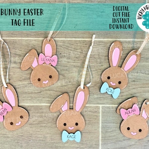 Hase Ostern Korb Tag Datei SVG, Holiday Glowforge, LuckyHeartDesignsCo