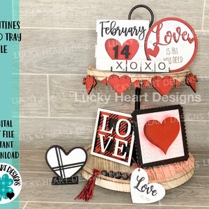 Valentines Day Red Tiered Tray File, SVG, Glowforge, LuckyHeartDesignsCo