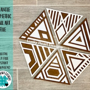 Plik ze sztuką ścienną trójkąta geometrycznego SVG, Glowforge Laser, LuckyHeartDesignsCo