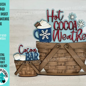 Hete cacao weer voor de bloemenmand verwisselbaar bestand SVG, TINY, chocolade, marshmallow, winter, Glowforge, LuckyHeartDesignsCo