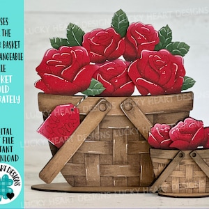 Rozen voor de bloemenmand verwisselbaar bestand SVG, bloem, kleine bloemen, zomer herfst gelaagde lade Glowforge, LuckyHeartDesignsCo