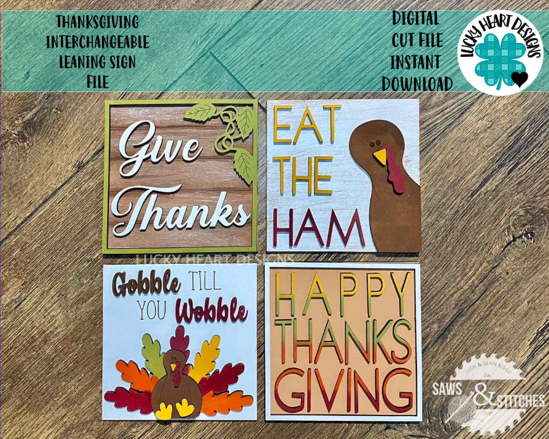 Thanksgiving Interchangeable Leaning Sign File SVG, Glowforge Turkey …