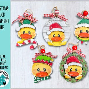 Fichier d'ornement de Noël canard SVG, vacances, artisanat, père Noël, Rudolph, renne, canne en bonbon, cadeau, Glowforge, LuckyHeartDesignsCo