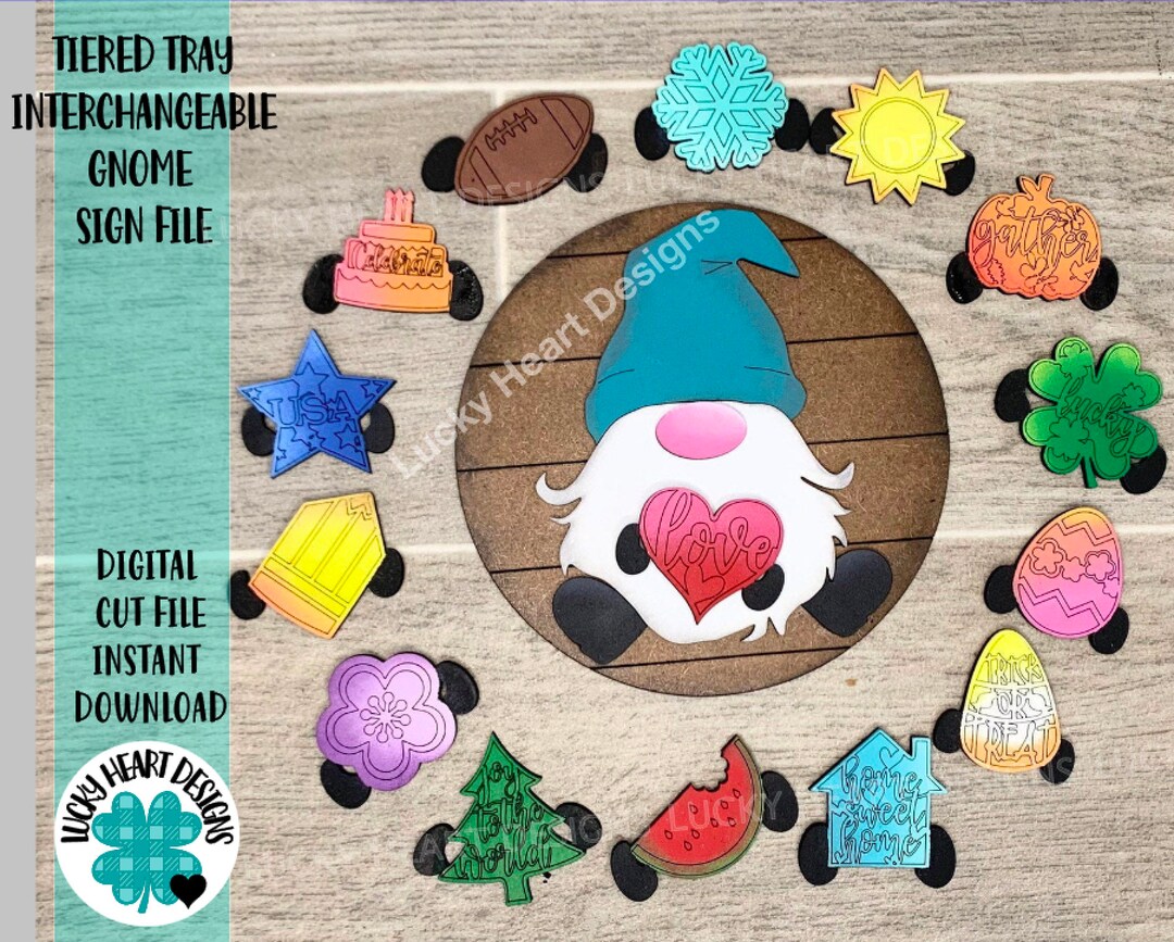 Tiered Tray Interchangeable Gnome File SVG, Glowforge, Tier Tray - Etsy