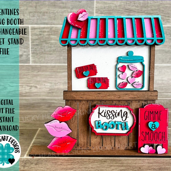 Valentines Kissing Booth InterchangeableMarket Stand File SVG, Glowforge, LuckyHeartDesignsCo