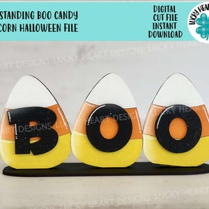 Standing Boo Candy Corn Halloween File SVG,  Pumpkin, Witch, Trick or Treat, Tiered Tray Glowforge, LuckyHeartDesignsCo