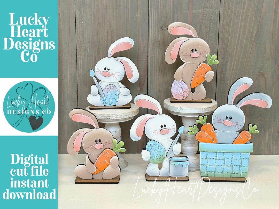 Floppy Easter Bunny Standing File SVG, Glowforge, Tiered Tray, Egg ...