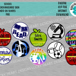School Interchangeable Sign Add On Shapes File SVG, Glowforge, LuckyHeartDesignsCo