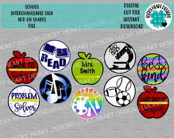 School Interchangeable Sign Add On Shapes File SVG, Glowforge, LuckyHeartDesignsCo