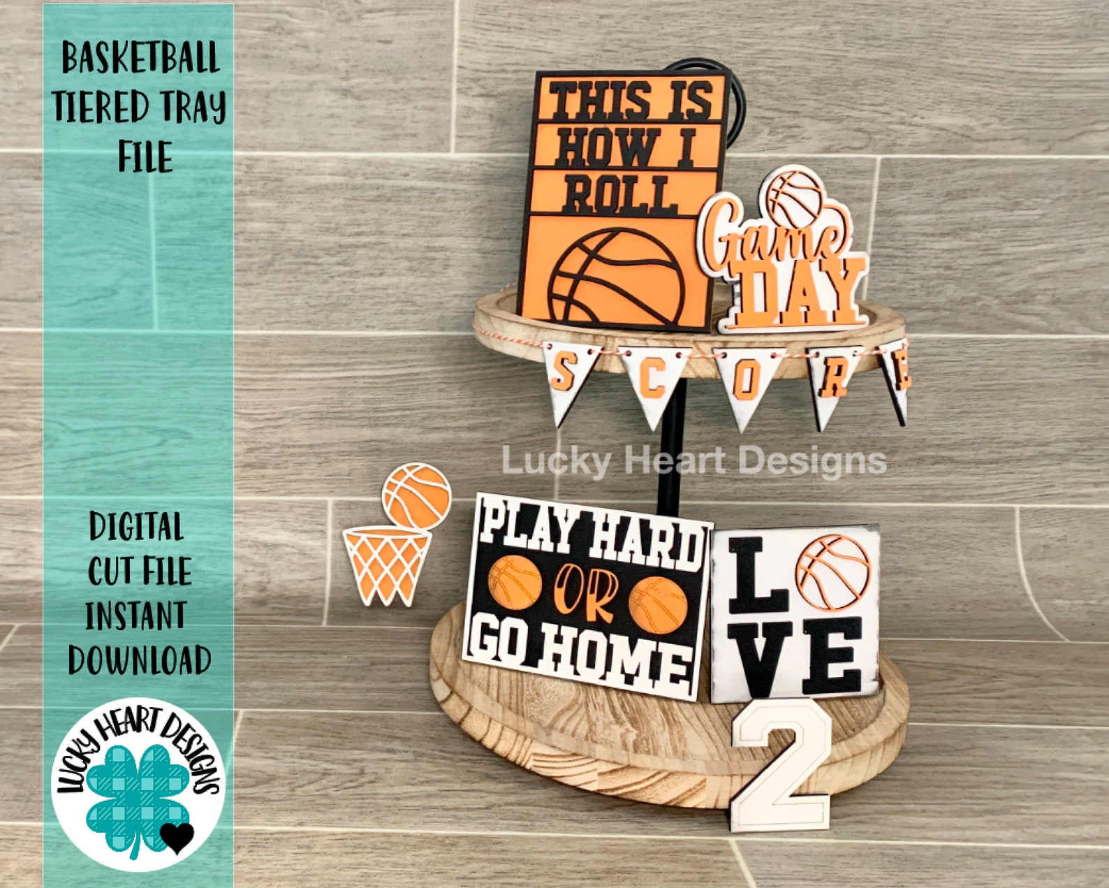 Basketball Tiered Tray File SVG Sports Tier Tray Etsy