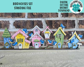 Conjunto de casas para pájaros, archivo SVG, Glowforge, flor, pájaro, primavera, verano, LuckyHeartDesignsCo