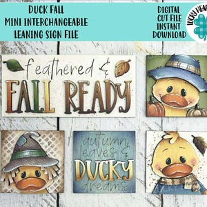 Duck Fall MINI Interchangeable Leaning Sign File SVG, Pumpkin, Scarecrow, Pumpkin, Leaves, Leaf, Tiered Tray Glowforge, LuckyHeartDesignsCo