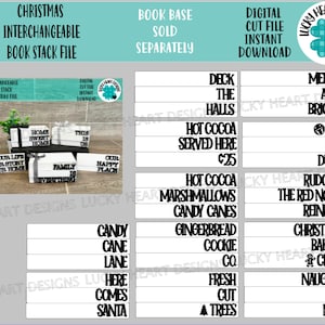 Christmas Interchangeable Book Stack File SVG, Glowforge Farmhouse Tiered Tray, LuckyHeartDesignsCo