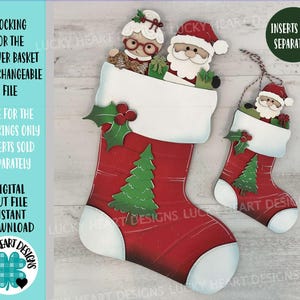 Kous voor bloemenmand Verwisselbaar (origineel en KLEIN) bestand SVG, Kerstmis, gelaagde lade, Glowforge, LuckyHeartDesignsCo