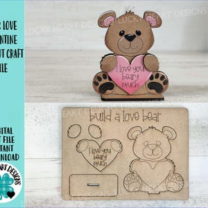 Bär Liebe Valentine POP OUT Bastelset Datei SVG, Herz, Glowforge, LuckyHeartDesignsCo
