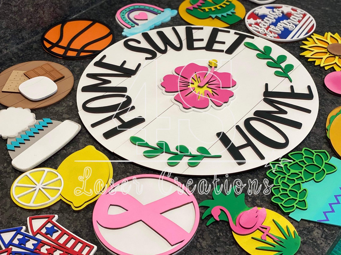 Download Interchangeable Home Sweet Home Sign Door Hanger File SVG ...