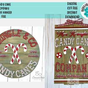 Candy Cane Company Door Hanger Bundle File SVG, Christmas Sign Glowforge, LuckyHeartDesignsCo