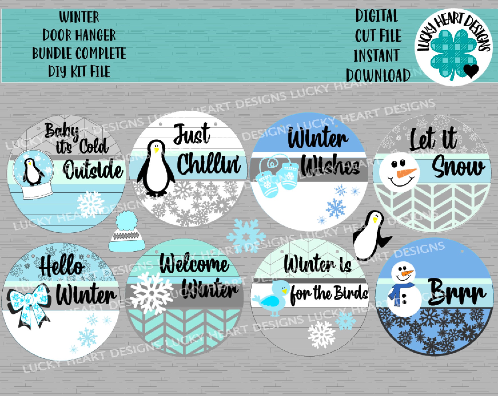 Winter Door Hanger Bundle Complete DIY KIT File SVG, Snow Sign Glowfo…