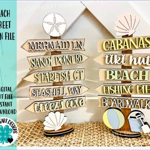 Beach Street Sign File SVG, Glowforge Summer, LuckyHeartDesignsCo