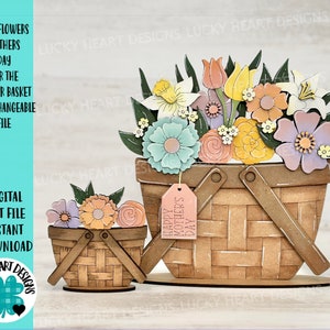 Wildflowers Mother's Day For The Flower Basket Interchangeable File SVG, Floral, Flowers, Spring Tiered Tray, Glowforge, LuckyHeartDesignsCo