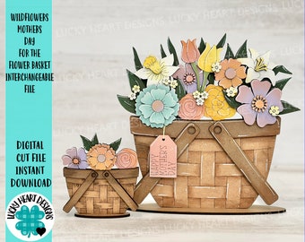 Wildflowers Mother's Day For The Flower Basket Interchangeable File SVG, Floral, Flowers, Spring Tiered Tray, Glowforge, LuckyHeartDesignsCo